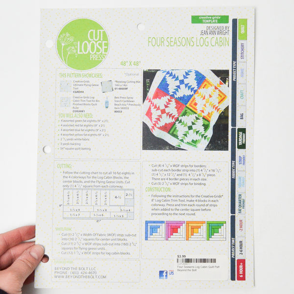 Cut Loose Press Four Seasons Log Cabin Quilt Booklet