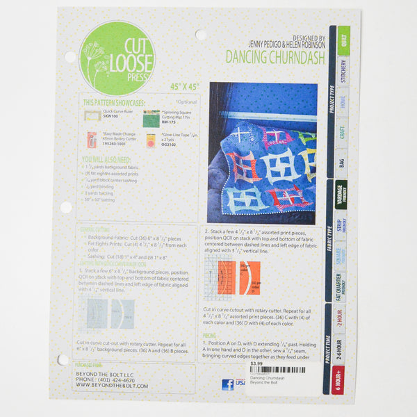 Cut Loose Press Dancing Churndash Quilting Pattern