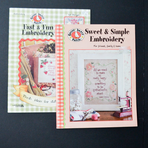 Gooseberry Patch Fast & Fun Embroidery Booklet + Sweet & Simple Embroidery Booklet