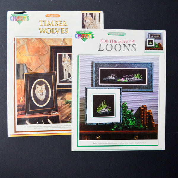 Color Charts Loons + Wolves Cross Stitch Pattern Booklets