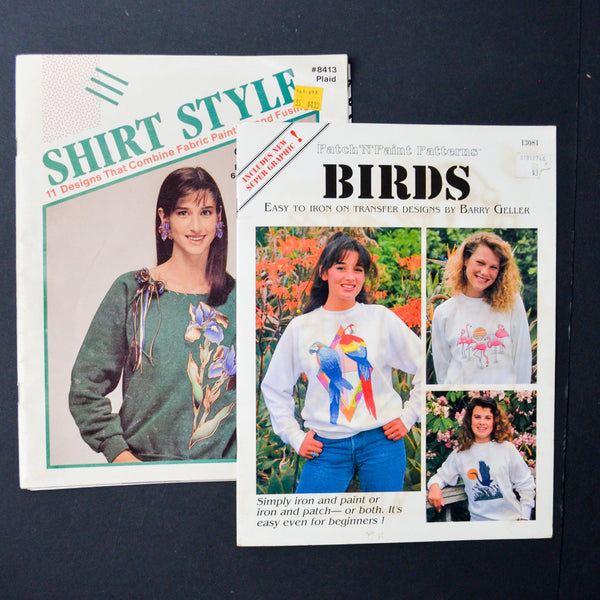 Shirt Style Fabric Painting Designs Booklet + Birds Iron-On Transfer Booklet