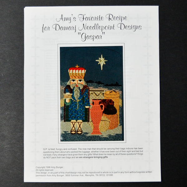 Amy's Favorite Recipe for Damarj Needlepoint Designs "Gaspar" Pattern