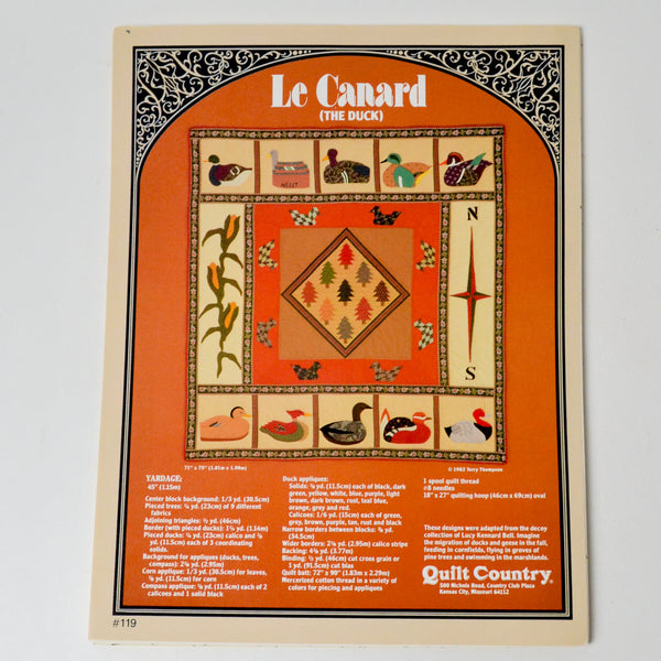 Quilt Country Le Canard Pattern Applique Quilt Pattern