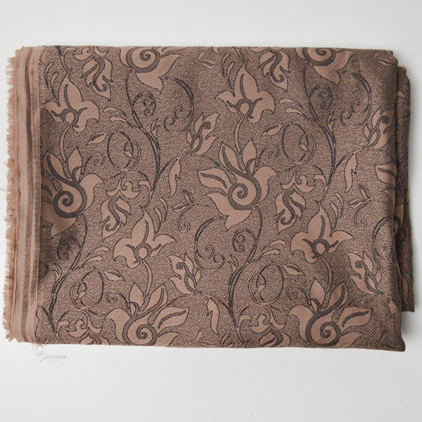 Brown Floral Woven Upholstery Fabric - 54" x 82"