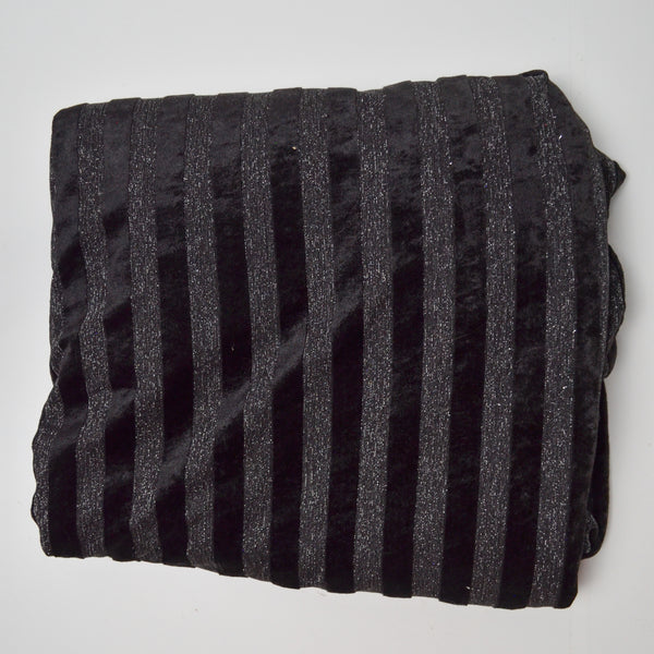 Metallic + Velvet Striped Two-Way Stretch Knit Fabric - 60" x 116"