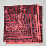 Red + Pink Floral Border Quilting Weight Woven Fabric - 42" x 84"