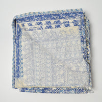 Blue Floral Lace Print Striped Quilting Cotton Fabric - 41" x 160" (Discolored)