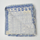 Blue Floral Lace Print Striped Quilting Cotton Fabric - 41" x 160" (Discolored)
