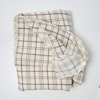 Brown + White Plaid Woven Fabric - 44" x 50"