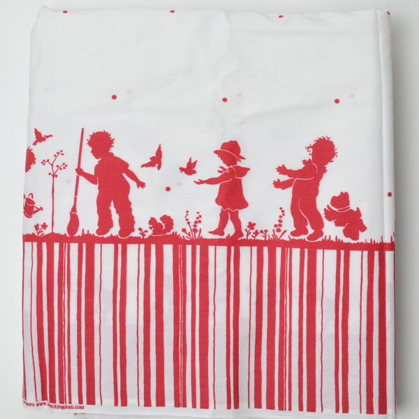 Red + White Daisy Kingdom Silhouette Border Fabric - 44" x 160"