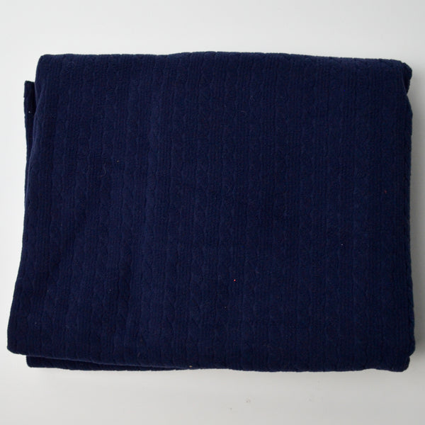 Navy Blue Cable Texture Embossed Fleece Fabric - 39" x 60"