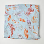 Light Blue Feather Print Burnout Flowy Knit Fabric - 66" x 88"