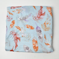 Light Blue Feather Print Burnout Flowy Knit Fabric - 66" x 88"