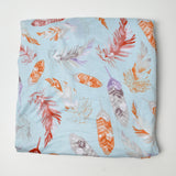 Light Blue Feather Print Burnout Flowy Knit Fabric - 66" x 88"