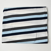 Black, White + Blue Striped Jersey Knit Fabric - 66" x 80"