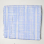 Light Blue + White Geometric Plaid Jacquard Woven Shirting Fabric - 62" x 80"