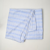Light Blue + White Geometric Plaid Jacquard Woven Shirting Fabric - 62" x 80"