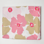 White, Tan + Pink Large Floral Stretch Woven Shirting Fabric - 58" x 80"