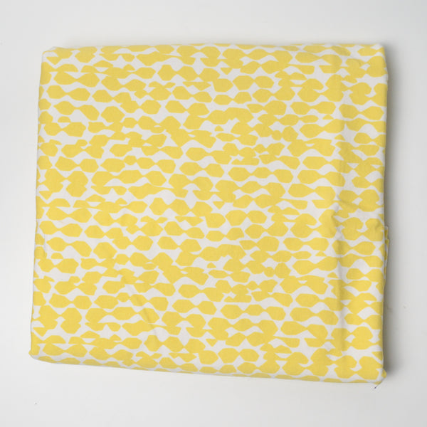 Yellow + White Geometric Print Stretch Twill Woven Fabric - 42" x 74"