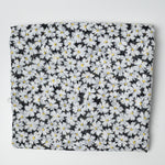 Black + White Daisy Print Sheer Fabric - 60" x 100"