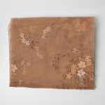 Brown Sheer Organza Fabric with Brown Floral Embroidery - 52" x 76"