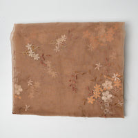 Brown Sheer Organza Fabric with Brown Floral Embroidery - 52" x 76"