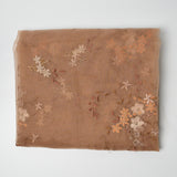 Brown Sheer Organza Fabric with Brown Floral Embroidery - 52" x 76"