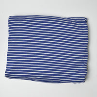 Navy Blue + White Striped Soft Knit Fabric - 64" x 70"