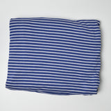 Navy Blue + White Striped Soft Knit Fabric - 64" x 70"