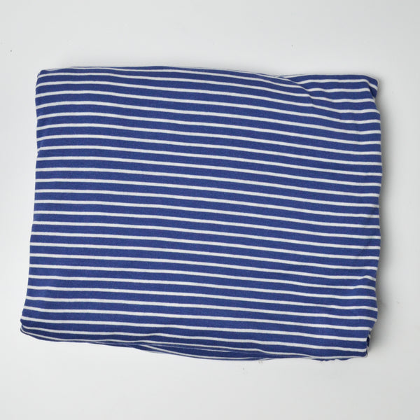 Navy Blue + White Striped Soft Knit Fabric - 64" x 70"