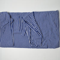 Navy Blue + White Striped Soft Knit Fabric - 64" x 70"