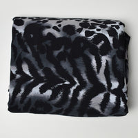 Gray + Black Animal Print Stretch Knit Fabric - 64" x 112"