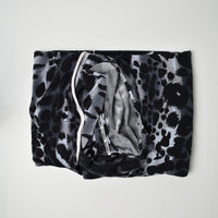 Gray + Black Animal Print Stretch Knit Fabric - 64" x 112"