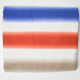 White, Blue + Red Gradient Stripe Cotton Blend Canvas Woven Fabric - 55" x 116"