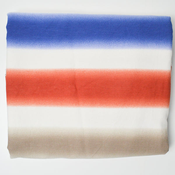 White, Blue + Red Gradient Stripe Cotton Blend Canvas Woven Fabric - 55" x 116"