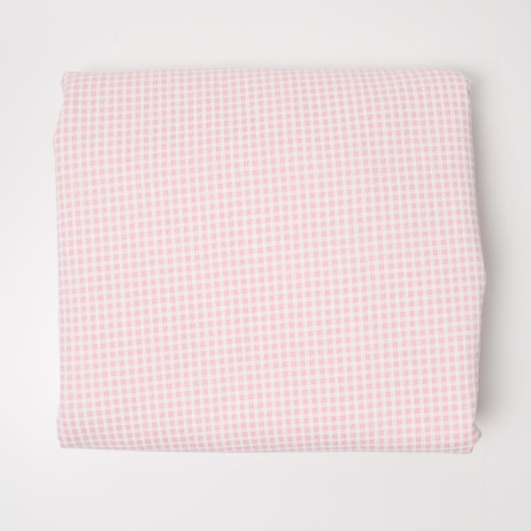Light Pink + White Plaid Woven Fabric with Lightweight Interfacing - 56" x 124"