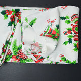 White, Green + Red Christmas Print Woven Fabric - 60" x 78"
