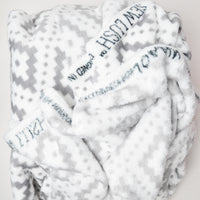 White + Gray Geometric Print Fleece Fabric - 66" x 106"