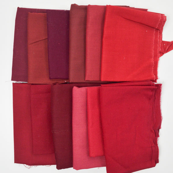 Shades of Burgundy + Red Quilting Weight Woven Fabric Bundle