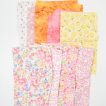 Light Pink + Yellow Floral Printed Quilting Weight Woven Fabric Bundle