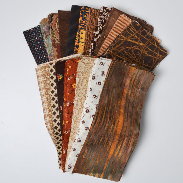 Brown 3" x 7" Rectangles Cut Quilting Fabric Bundle