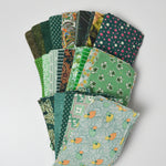 Green Prints 3" x 7" Rectangles Cut Quilting Fabric Bundle
