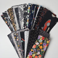Black + Colorful Prints 3" x 7" Rectangles Cut Quilting Fabric Bundle