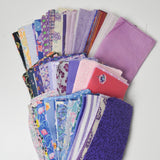 Purple + Pink Prints 3" x 7" Rectangles Cut Quilting Fabric Bundle