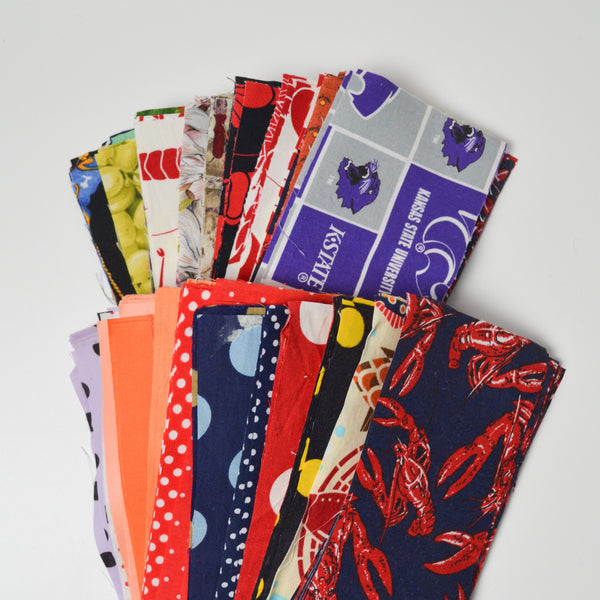 Red, Purple + Assorted Prints 3" x 7" Rectangles Cut Quilting Fabric Bundle