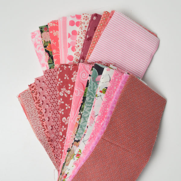 Pink Prints 3" x 7" Rectangles Cut Quilting Fabric Bundle