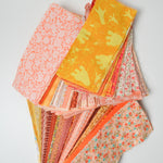 Orange + Yellow Floral Print 3" x 7" Rectangles Cut Quilting Fabric Bundle