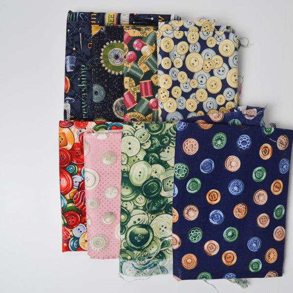Button + Notion Print Quilting Weight Woven Fabric Bundle