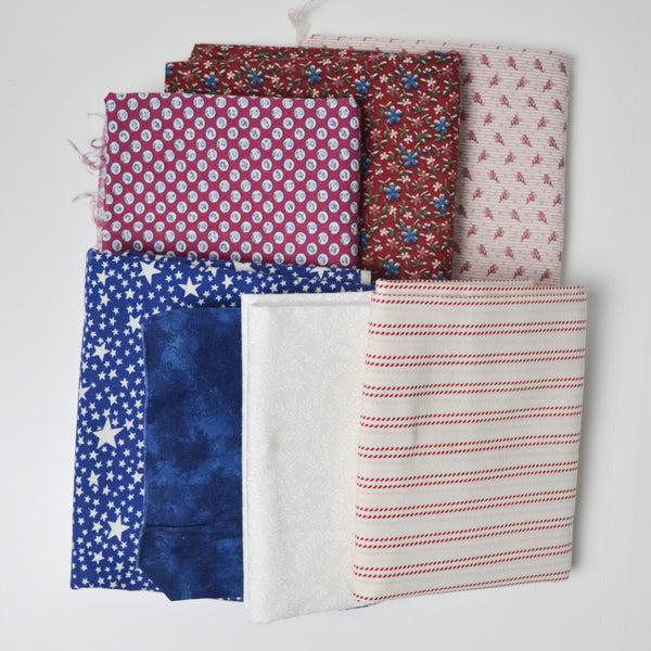 Red, White + Blue Printed Quilting Weight Woven Fabric Bundle