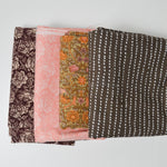 Brown + Pink Floral Print Quilting Weight Woven Fabric Bundle